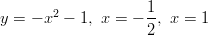 y = − x2 − 1, x = − 1-, x = 1                     2  