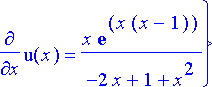 {diff(v(x),x) = -1/2*exp(x^2)/(-2*x+1+x^2), diff(w(...