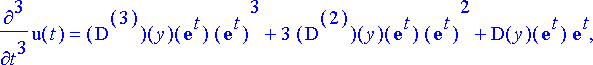 yhtalot := {diff(u(t),t) = D(y)(exp(t))*exp(t), u(t...