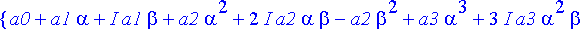 {a0+a1*alpha+I*a1*beta+a2*alpha^2+2*I*a2*alpha*beta...