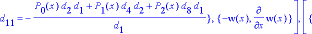 [{d[11] = -P[0](x)*d[2]-P[1](x)*d[5]-P[2](x)*d[8], ...