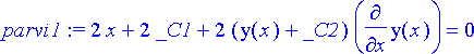 parvi1 := 2*x+2*_C1+2*(y(x)+_C2)*diff(y(x),x) = 0