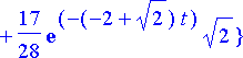 {y(t) = -17/36-1/3*t-43/252*exp(6*t)-55/56*exp((2+s...