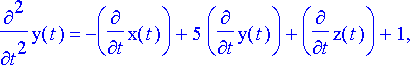 diff(x(t),t) = x(t)+y(t)-z(t)+1, diff(y(t),t) = -x(...