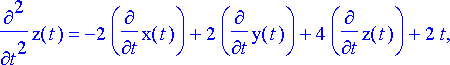 diff(x(t),t) = x(t)+y(t)-z(t)+1, diff(y(t),t) = -x(...