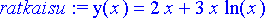 ratkaisu := y(x) = 2*x+3*x*ln(x)