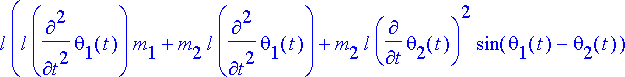 l*(l*diff(theta[1](t),`$`(t,2))*m[1]+m[2]*l*diff(th...