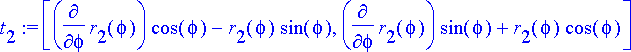 t[2] := [diff(r[2](phi),phi)*cos(phi)-r[2](phi)*sin...