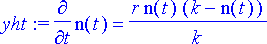 yht := diff(n(t),t) = r*n(t)*(k-n(t))/k