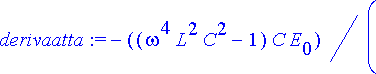 derivaatta := -(omega^4*L^2*C^2-1)*C*E[0]/(sqrt(1/(...