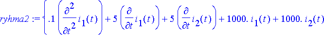 ryhma2 := {.1*diff(i[1](t),`$`(t,2))+5*diff(i[1](t)...