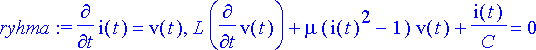 ryhma := diff(i(t),t) = v(t), L*diff(v(t),t)+mu*(i(...