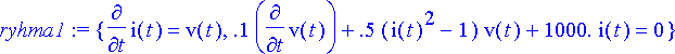 ryhma1 := {diff(i(t),t) = v(t), .1*diff(v(t),t)+.5*...